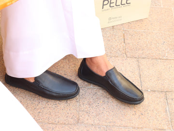 Pelle Black Pebbled Leather Slip-On Loafer